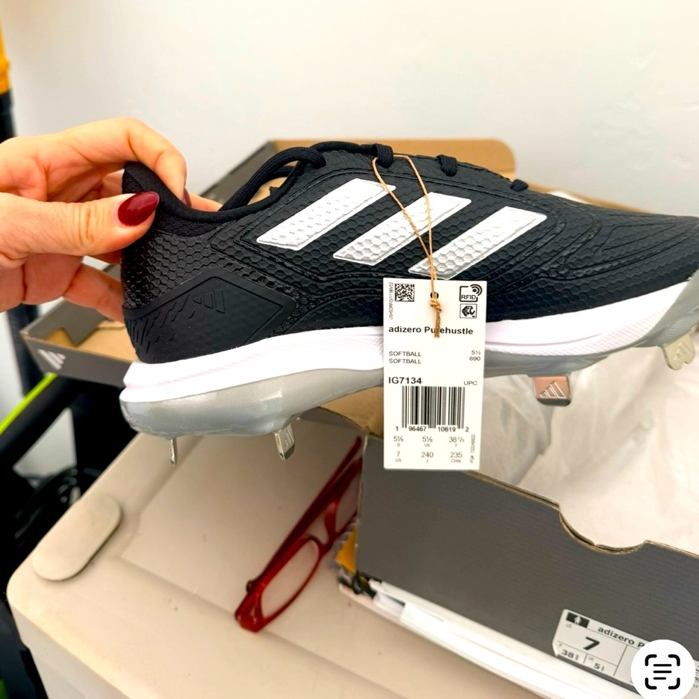adidas Black and White Women's Athletic Softball Cleats